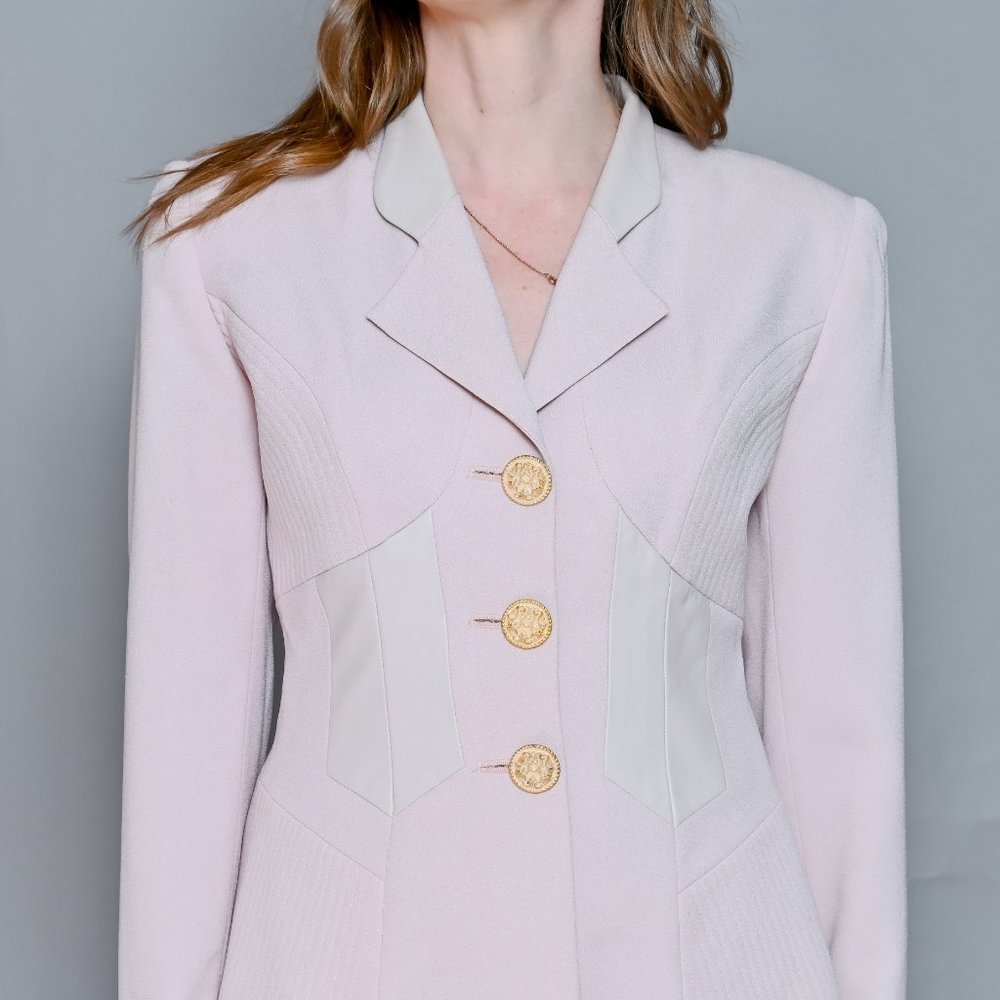 VINTAGE Alberto Makali Blush Pink Corset 3 Button Blazer Jacket 4 - Picture 5 of 7
